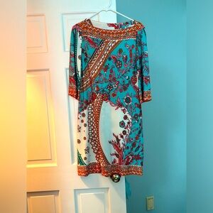 Multicolored Donna Morgan designer dress. EUC. Highly sought after style